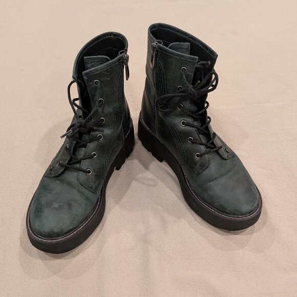 Franco Sarto Jensine Lace-Up Boot English Green Black Lug Sole - Women's sz 7 - Picture 4 of 12